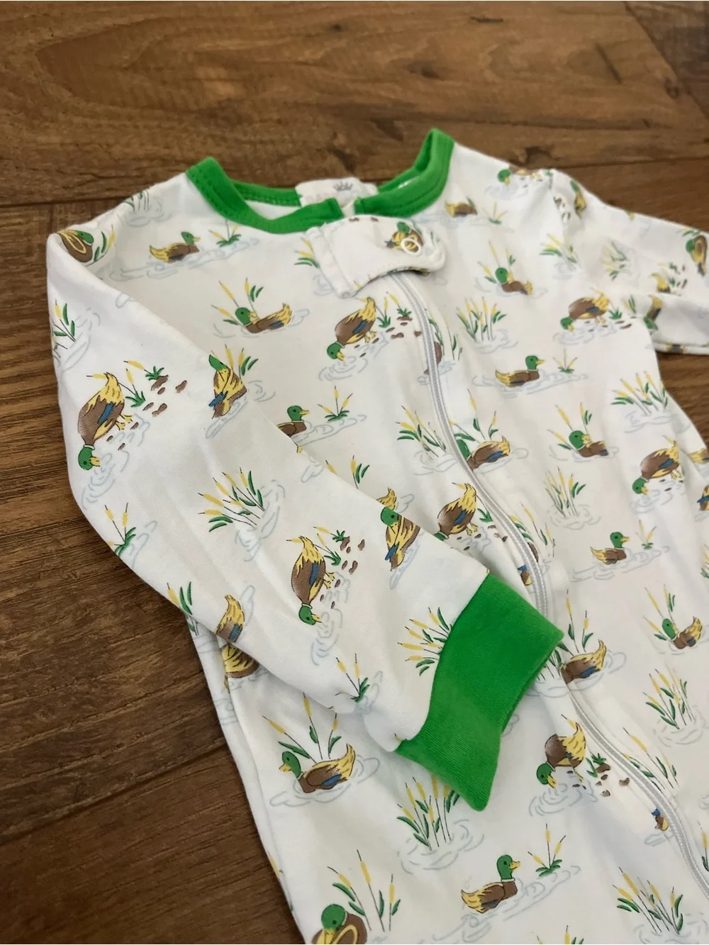 Baby Loren Mallard duck onesie footed pajama size 6-9 months